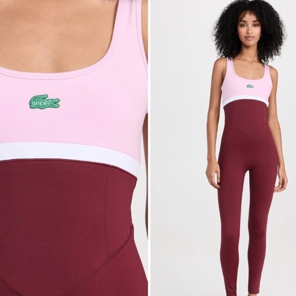 LACOSTE X BANDIER pink & burgundy activewear jumpsuit - Picture 2 of 9